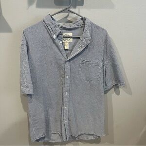 Blue and White Striped St John’s Bay Polo Dress Shirt Size XL